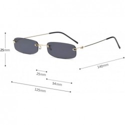 Rectangular Narrow Sunglasses Tiny Rectangle Rimless Sun Glasses Unisex 2018 Hot Sale - Gold With Brown - CY18E89GE4U $13.74