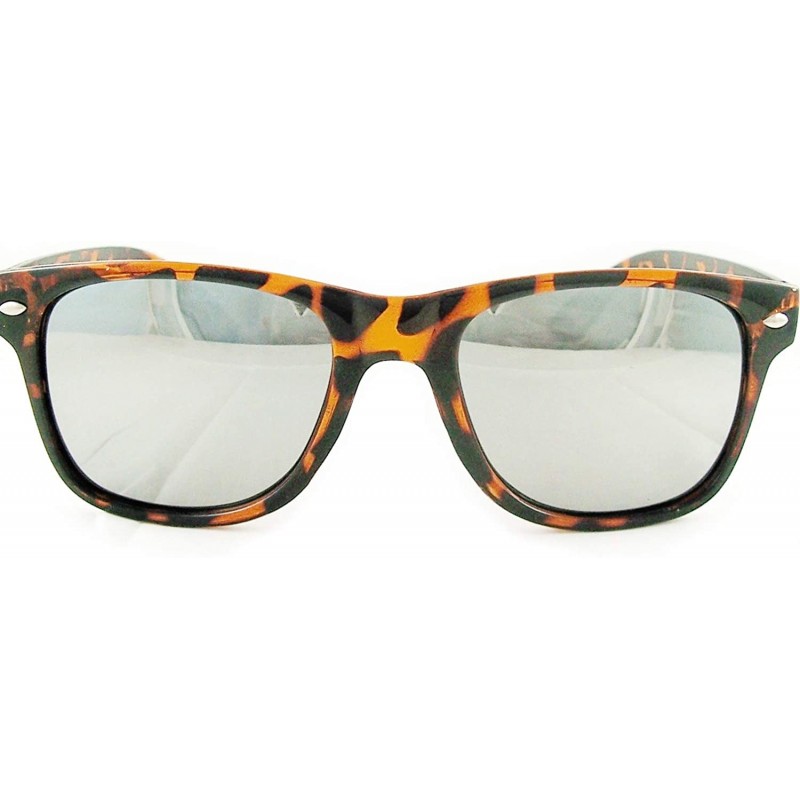 Wayfarer 2 Pack Horn Rimmed Sunglasses Mirror Lens Retro 80s Men Women (Tortoise) - CI118YCIGOF $9.04