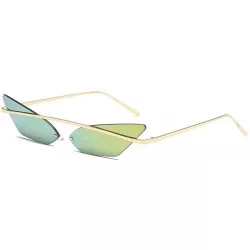 Cat Eye Narrow Cat Eye Sunglasses Women Vintage Retro Sun Glasses for Women Mirror Gift - Gold - C718H3S3GKC $7.92