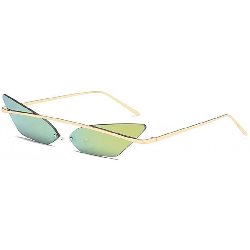 Cat Eye Narrow Cat Eye Sunglasses Women Vintage Retro Sun Glasses for Women Mirror Gift - Gold - C718H3S3GKC $7.92