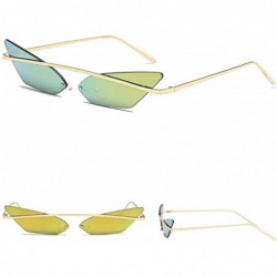 Cat Eye Narrow Cat Eye Sunglasses Women Vintage Retro Sun Glasses for Women Mirror Gift - Gold - C718H3S3GKC $7.92
