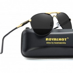 Aviator Mens Aviator Sunglasses Polarized Mens Shades for Driving Fishing Golf UV400 Protection - Golden - C818A0QLI0C $15.31