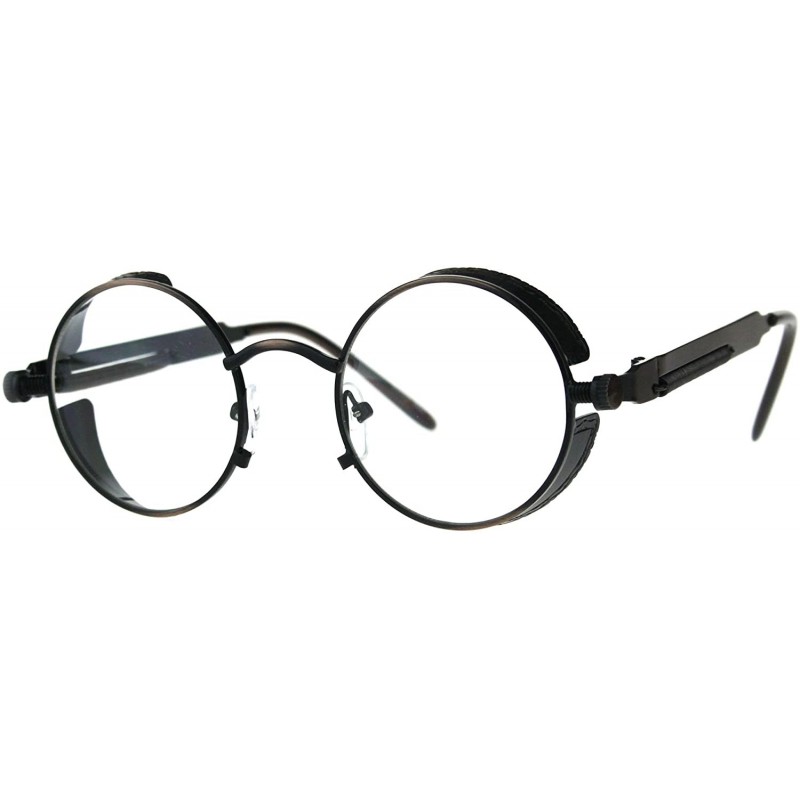 Round Side Cover Clear Lens Glasses Steampunk Fashion Small Round Frame - Black Bronze - CO18ESR0ZAO $9.34