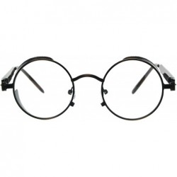 Round Side Cover Clear Lens Glasses Steampunk Fashion Small Round Frame - Black Bronze - CO18ESR0ZAO $9.34