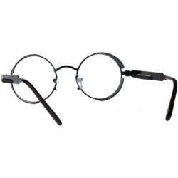 Round Side Cover Clear Lens Glasses Steampunk Fashion Small Round Frame - Black Bronze - CO18ESR0ZAO $9.34