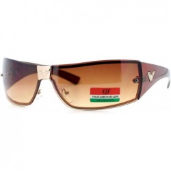 Wrap Designer Fashion Sunglasses Rectangular Shield Rimless Frame UV 400 - Brown - CE18904KO78 $18.72