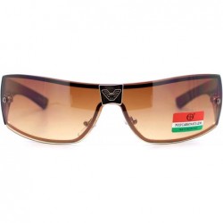 Wrap Designer Fashion Sunglasses Rectangular Shield Rimless Frame UV 400 - Brown - CE18904KO78 $11.23