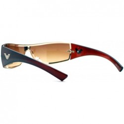 Wrap Designer Fashion Sunglasses Rectangular Shield Rimless Frame UV 400 - Brown - CE18904KO78 $11.23