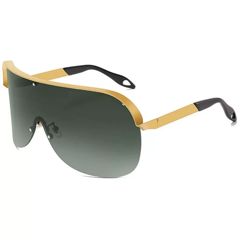 Shield Oversized Windproof Glasses Fashion Sunglasses - Green - CF1935D4EM9 $14.96