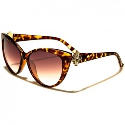 Cat Eye Hot Celebrity Fashion Rhinestone High-End Designer Cat Eye Sunglasses - Brown / Tortoise - CX18WO5WQNY $26.34