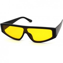 Shield Retro Flat Top Shield Plastic Sunglasses - Black Yellow - CR18ZWQ935M $12.84