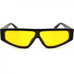 Shield Retro Flat Top Shield Plastic Sunglasses - Black Yellow - CR18ZWQ935M $12.84