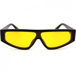 Shield Retro Flat Top Shield Plastic Sunglasses - Black Yellow - CR18ZWQ935M $12.84