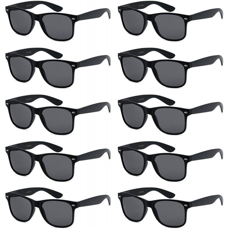 Wayfarer WHOLESALE UNISEX 80'S RETRO STYLE BULK LOT PROMOTIONAL SUNGLASSES - 10 PACK - Matte Black - Smoke - CV12N79K0ZP $21.60