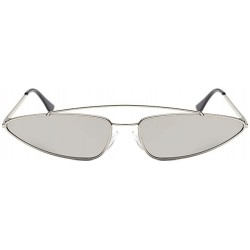 Cat Eye Unisex Flat Top Small Triangle Metal Fram Sunglasses for men/Women Cat Eye Vintage Sun Glasses UV400 - Silver - CG198...