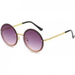 Goggle Round Sunglasses Women Luxury RimlShades Europe Popular Ins Sun Glasses Lunettes De Sol Femme - Gold Tea - CH199CI8NEO...