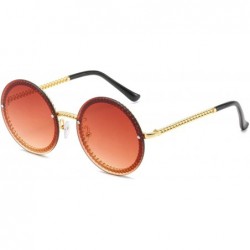 Goggle Round Sunglasses Women Luxury RimlShades Europe Popular Ins Sun Glasses Lunettes De Sol Femme - Gold Tea - CH199CI8NEO...