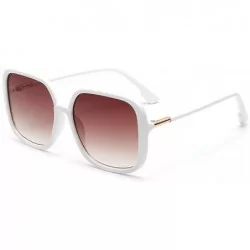 Square 2019 new color marine lens square semi-metal retro unisex brand designer sunglasses UV400 - White - CD18WS9ZDEK $24.43