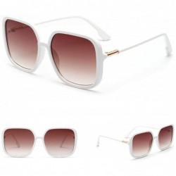 Square 2019 new color marine lens square semi-metal retro unisex brand designer sunglasses UV400 - White - CD18WS9ZDEK $14.47