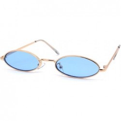 Oval Unisex Oval Round Hippie Color Lens Metal Sunglasses - Gold Blue - CY193N3D432 $8.68