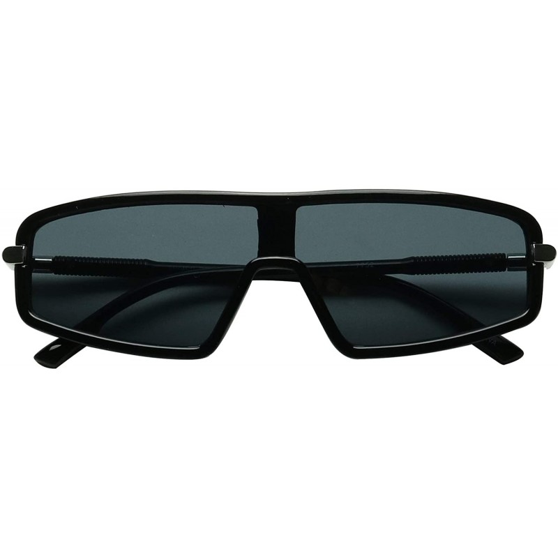 Wrap Slim Retro 80s Neon Colorful Rave Shades Translucent Clear Frame Flat Lens Women's Sunglasses - Black - C518Y8KW6YD $24.37
