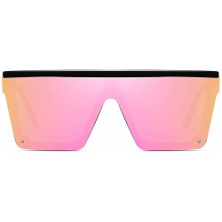 Oversized Oversized Square Sunglasses for Women Men Fashion Siamese Lens Style Flat Top Shield Shades - CI199QEKHM0 $27.45