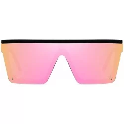 Oversized Oversized Square Sunglasses for Women Men Fashion Siamese Lens Style Flat Top Shield Shades - CI199QEKHM0 $27.45