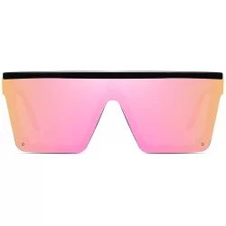 Oversized Oversized Square Sunglasses for Women Men Fashion Siamese Lens Style Flat Top Shield Shades - CI199QEKHM0 $13.19