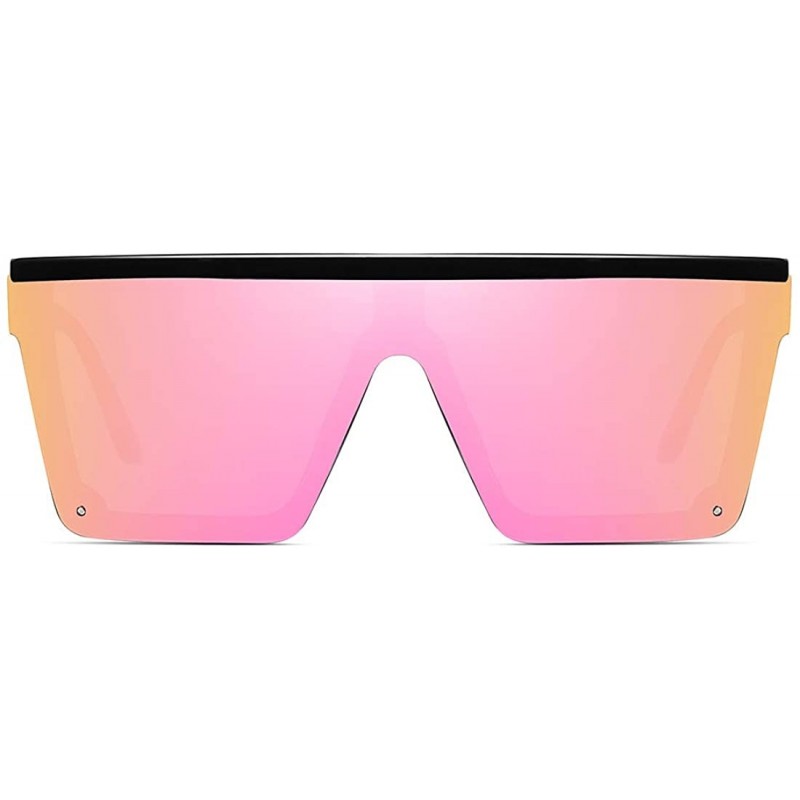 Oversized Oversized Square Sunglasses for Women Men Fashion Siamese Lens Style Flat Top Shield Shades - CI199QEKHM0 $13.19