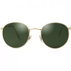 Round Retro Round Sunglasses Women Men Vintage Metal Frame Color Lens - Gold Frame Green Lens - CP198RCA2D3 $25.20
