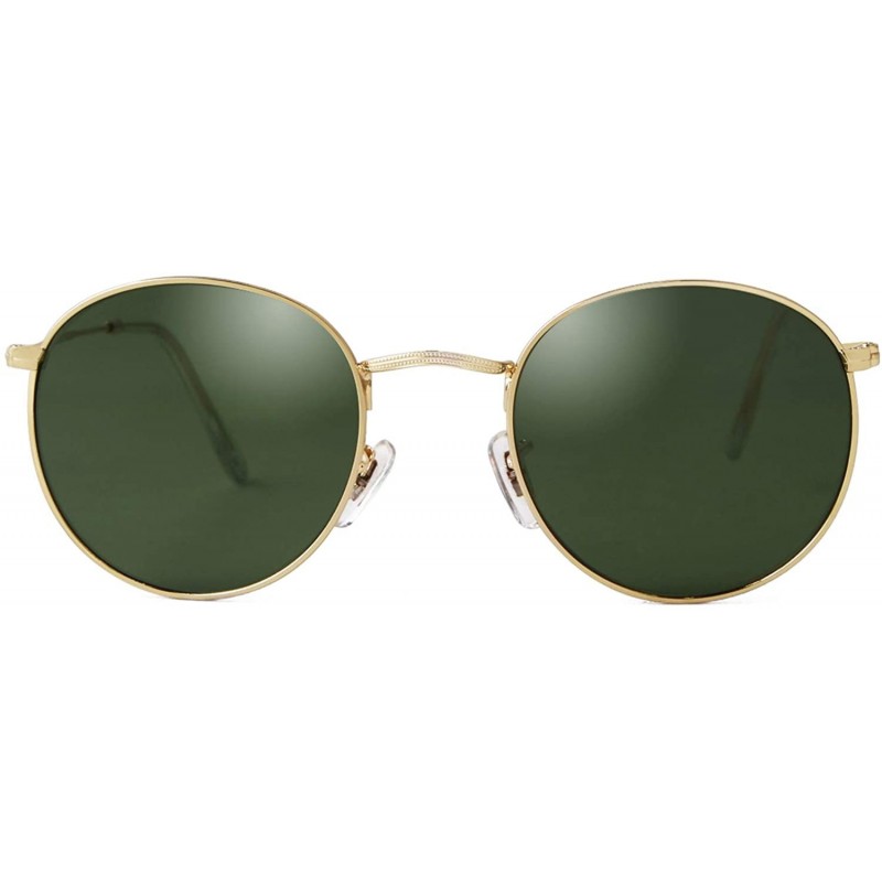 Round Retro Round Sunglasses Women Men Vintage Metal Frame Color Lens - Gold Frame Green Lens - CP198RCA2D3 $14.73