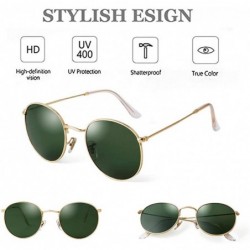 Round Retro Round Sunglasses Women Men Vintage Metal Frame Color Lens - Gold Frame Green Lens - CP198RCA2D3 $14.73