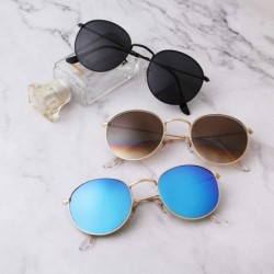 Round Retro Round Sunglasses Women Men Vintage Metal Frame Color Lens - Gold Frame Green Lens - CP198RCA2D3 $14.73