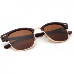Rectangular Polarized Sunglasses for Men and Women Semi-Rimless Frame Driving Sun glasses 100% UV Blocking - CN18QI06ZZQ $22.92