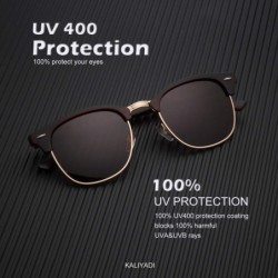 Rectangular Polarized Sunglasses for Men and Women Semi-Rimless Frame Driving Sun glasses 100% UV Blocking - CN18QI06ZZQ $14.13