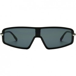 Wrap Slim Retro 80s Neon Colorful Rave Shades Translucent Clear Frame Flat Lens Women's Sunglasses - Black - C518Y8KW6YD $24.37