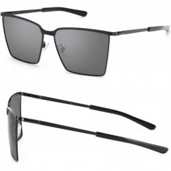 Square Men Women's Sunglasses Polarized Square Frame UV400 Protection for Driving Fishing Hiking - Black - CS18T6SR7KX $19.01