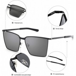 Square Men Women's Sunglasses Polarized Square Frame UV400 Protection for Driving Fishing Hiking - Black - CS18T6SR7KX $19.01