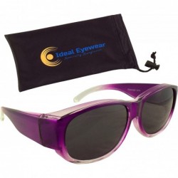 Shield Womens Ombre Fit Over Sunglasses Wear Over Prescription Glasses Polarized Lenses - Purple With Case - CH12DZT3J8J $18.80