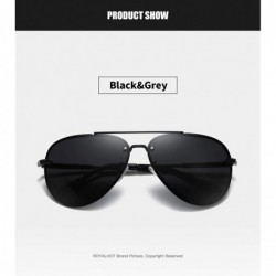 Oval Polarized Oval Sunglasses for Men Driving Fishing UV400 Protection Alloy Golden Frame - Black Grey - CY18A0QOSY7 $18.92
