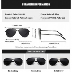 Oval Polarized Oval Sunglasses for Men Driving Fishing UV400 Protection Alloy Golden Frame - Black Grey - CY18A0QOSY7 $18.92