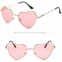 Sport Women Men Sunglasses-Retro Metal Frame Sunglasses Heart Shape Stylish Eyewear - E - C218EMXW2R8 $11.39