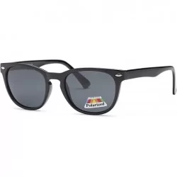 Round Unisex Polarized Sunglasses - Round Lightweight Frame - No Sun Glare - Black - CQ18EMDGEM4 $26.04