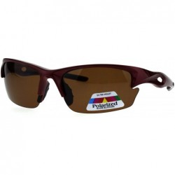 Sport Polarized Antiglare Mens Baseball Half Rim Sport Light Weight Sunglasses - Burgundy Brown - C118G6K0NL5 $23.74