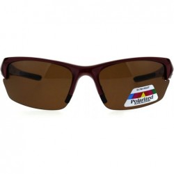 Sport Polarized Antiglare Mens Baseball Half Rim Sport Light Weight Sunglasses - Burgundy Brown - C118G6K0NL5 $10.13