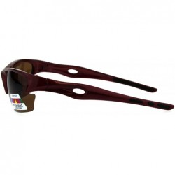 Sport Polarized Antiglare Mens Baseball Half Rim Sport Light Weight Sunglasses - Burgundy Brown - C118G6K0NL5 $10.13