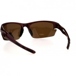 Sport Polarized Antiglare Mens Baseball Half Rim Sport Light Weight Sunglasses - Burgundy Brown - C118G6K0NL5 $10.13