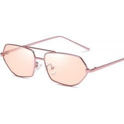 Rectangular 2019 Small Chic Rectangular Metal Frame Sunglasses Women Men Fashion Vintage Design UV400 NX - Pink - C418T7ANAMQ...