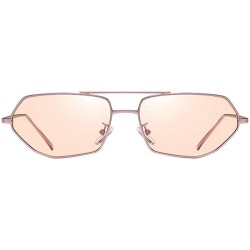 Rectangular 2019 Small Chic Rectangular Metal Frame Sunglasses Women Men Fashion Vintage Design UV400 NX - Pink - C418T7ANAMQ...