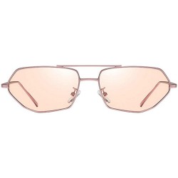 Rectangular 2019 Small Chic Rectangular Metal Frame Sunglasses Women Men Fashion Vintage Design UV400 NX - Pink - C418T7ANAMQ...